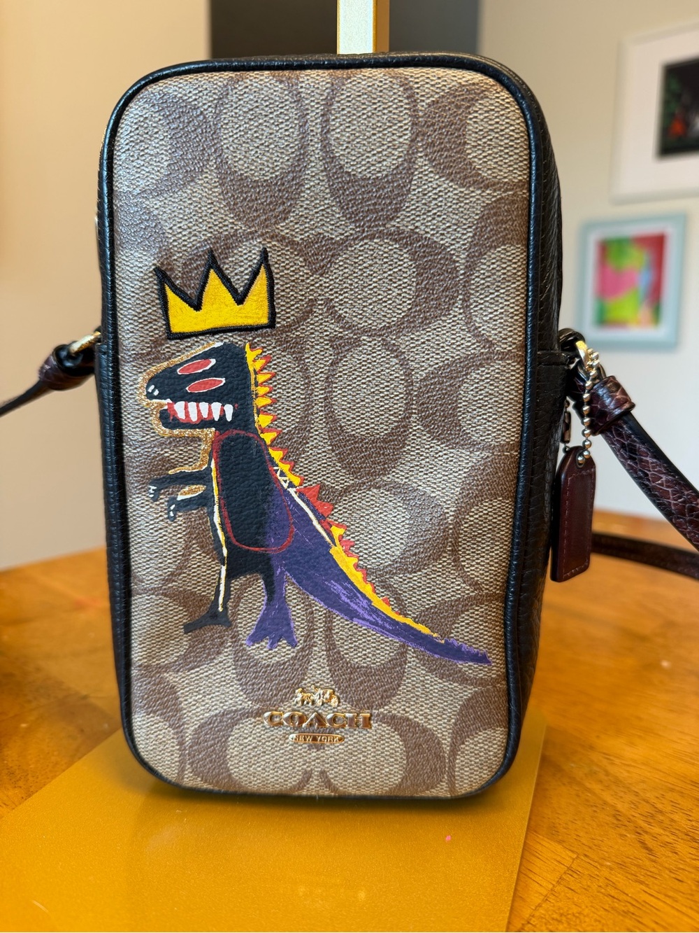 Coach Basquiat Dinosaur Crossbody Bag Signature Coated Canvas Leather Limited Ed - Picture 5 of 11